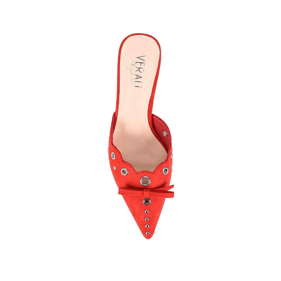 Ziggy Point Toe Kitten Heels - Red Micro